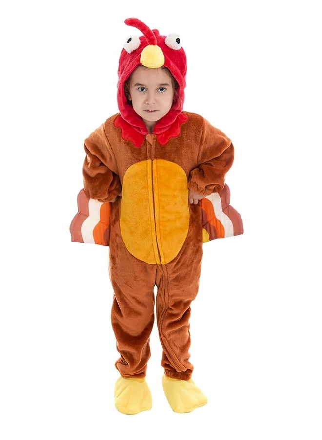 HSCTEK Toddler Turkey Costume, Baby Turkey Cosplay Infant Boys Girls, Newborn Thanksgiving Onesie Costume 2-3T Orange - Image 3